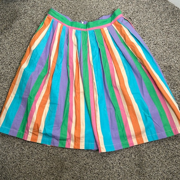 ModCloth multi color striped cotton  skirt size XlArge pink blue green pur - Picture 6 of 11
